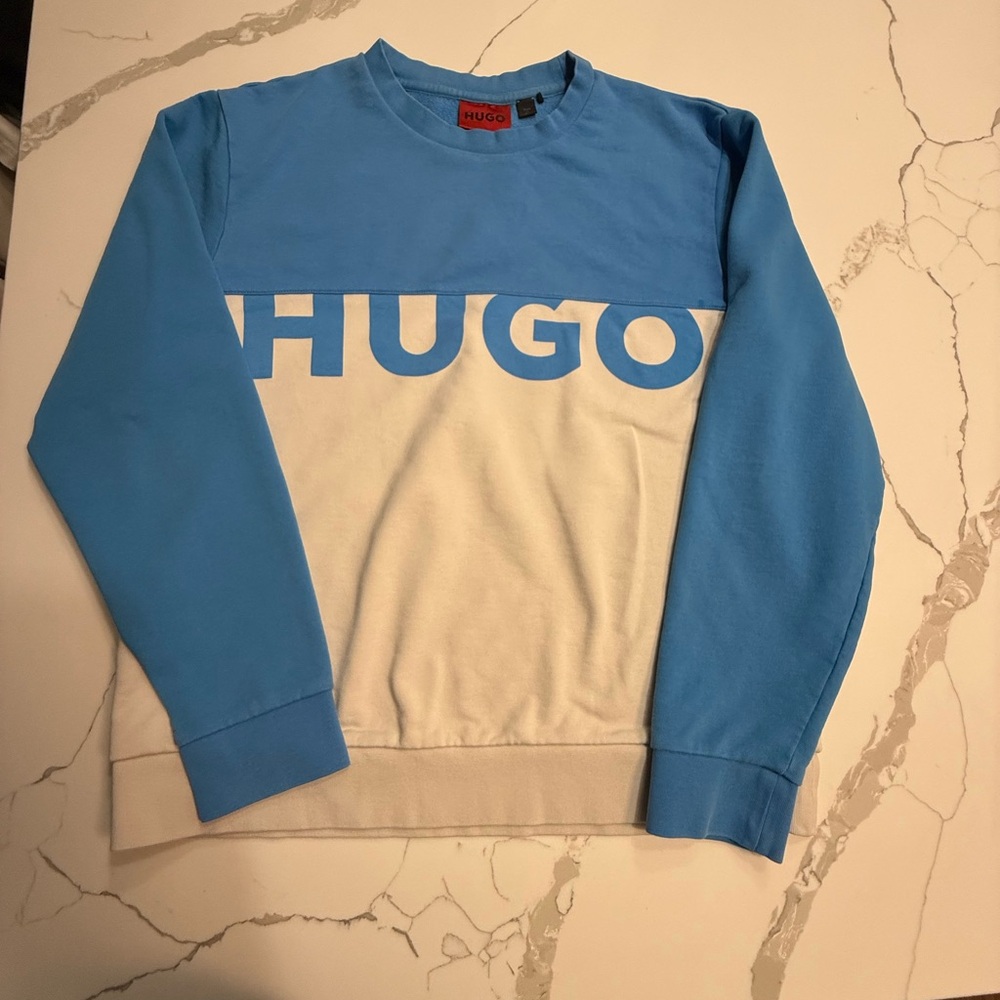 HUGO Blue and White Men's Sweater